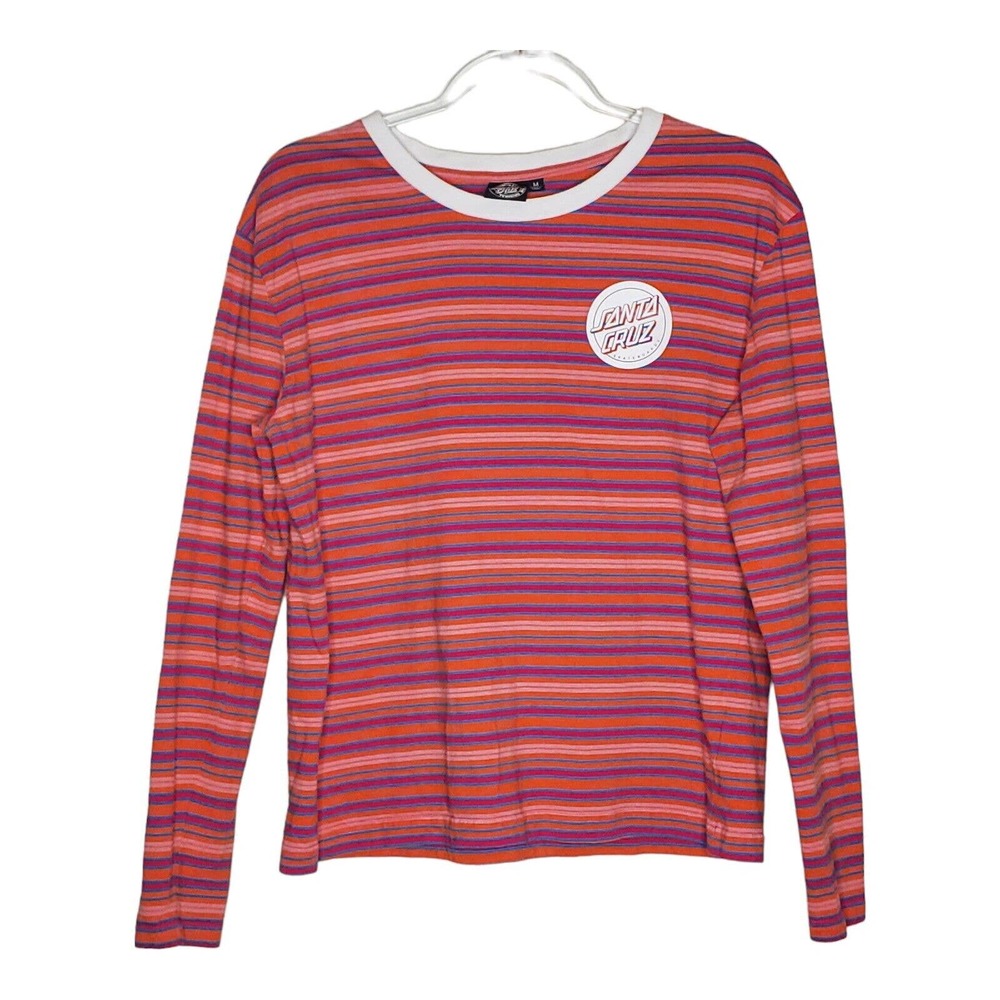 Santa Cruz Skateboards Medium Orange Pink Blue Lng Sleeve Skater Unisex shirt